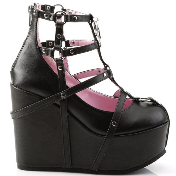 Shoes - Gothic Pentagram Platform Wedge Ankle Boots